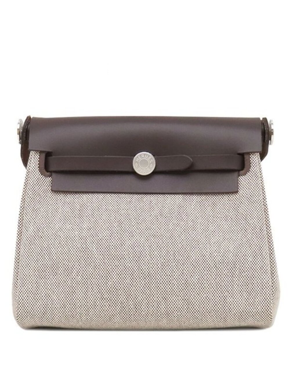 Hermes Shoulder Bag Herbag Zip 20 Mini Canvas Toile Hunter Ebene Ecru Silver